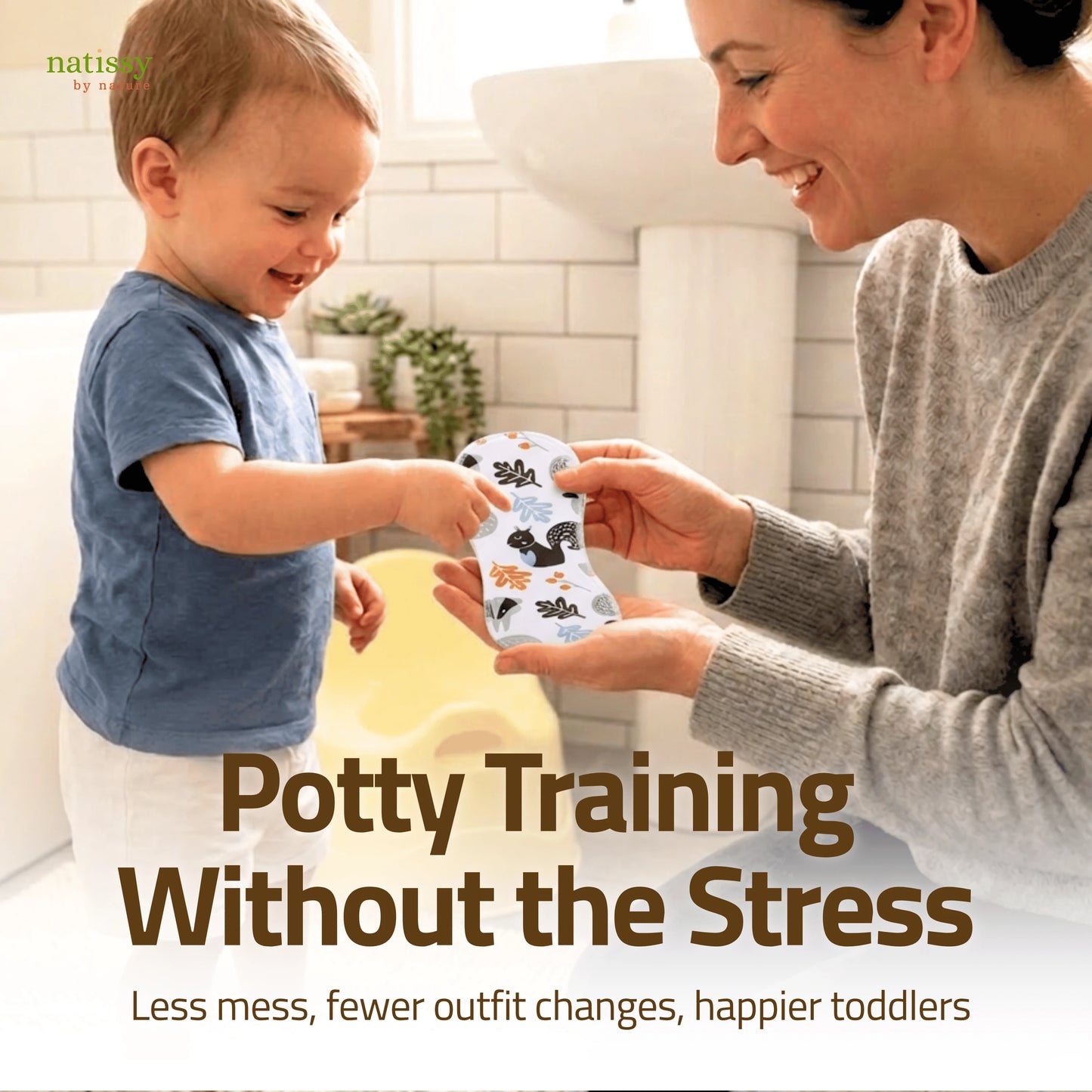 Reusable Potty Training Pads with EcoGrip for Bigger Leaks (Secure Fit, 8-Pack) - Badger