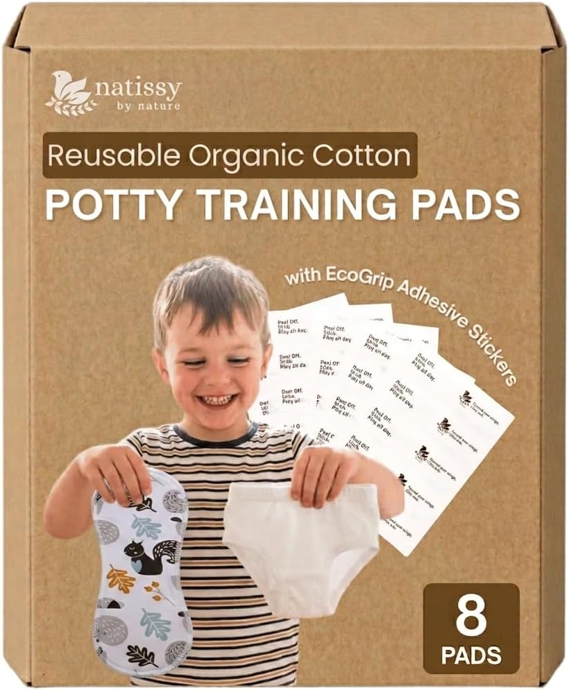 Reusable Potty Training Pads with EcoGrip for Bigger Leaks (Secure Fit, 8-Pack) - Badger