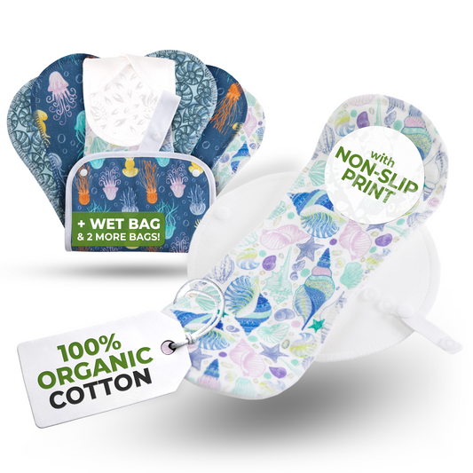 Non-Slip Reusable Panty Liners for Teen Girls (Small, 7-Pack) - Coastal