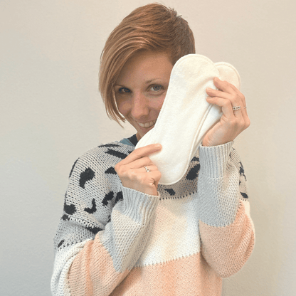 Non-Slip Organic Reusable Period Pads for Heavy Flow & Incontinence (L+XL, 6-Pack) - Plain White Bamboo
