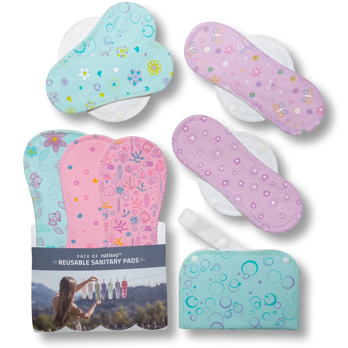 Reusable Sanitary Cloth Menstrual Towel Pads with Wings Made in EU