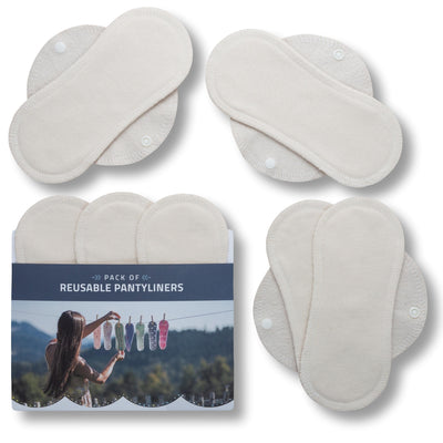 Natural Reusable Sanitary Cloth Panty Liners with Wings Made in EU