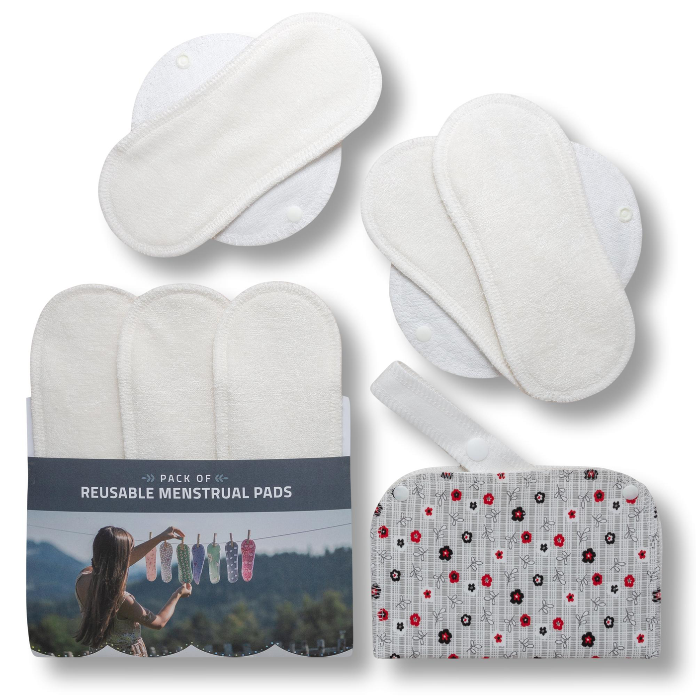 Reusable Sanitary Cloth Menstrual Towel Pads with Wings Made in EU