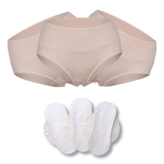 Bamboo Brazilian Underwear;, Panties for Women; MADE IN EU; BONUS 3-Pack Bamboo Reusable Sanitary Pantyliners with Wings FREE