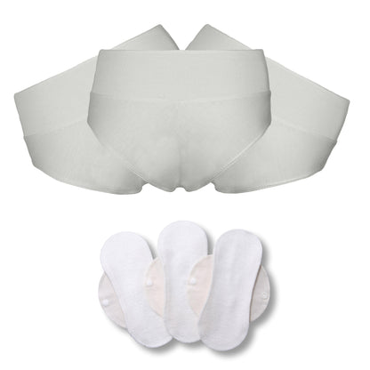 Bamboo Brazilian Underwear;, Panties for Women; MADE IN EU; BONUS 3-Pack Bamboo Reusable Sanitary Pantyliners with Wings FREE