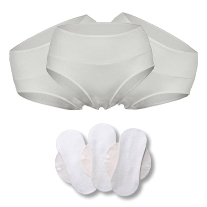 Bamboo Brazilian Underwear;, Panties for Women; MADE IN EU; BONUS 3-Pack Bamboo Reusable Sanitary Pantyliners with Wings FREE