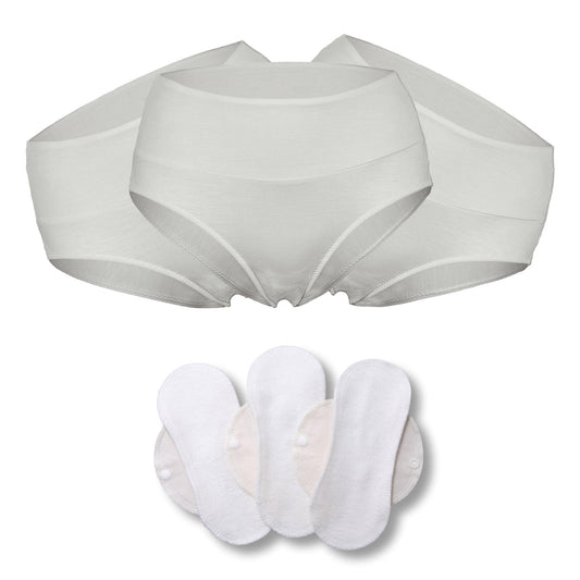 Bamboo Brazilian Underwear;, Panties for Women; MADE IN EU; BONUS 3-Pack Bamboo Reusable Sanitary Pantyliners with Wings FREE