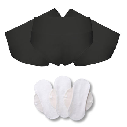 Bamboo Brazilian Underwear;, Panties for Women; MADE IN EU; BONUS 3-Pack Bamboo Reusable Sanitary Pantyliners with Wings FREE
