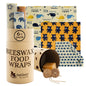 Beeswax Wraps, Set of 6 Reusable Organic Waxed Food Storage Cloths, Sustainable Plastic Free Bowl Cover & Eco-Friendly Wax Sandwich Wrapper, Zero Waste Cling Film Alternative for Cheese, Fruits, Bread