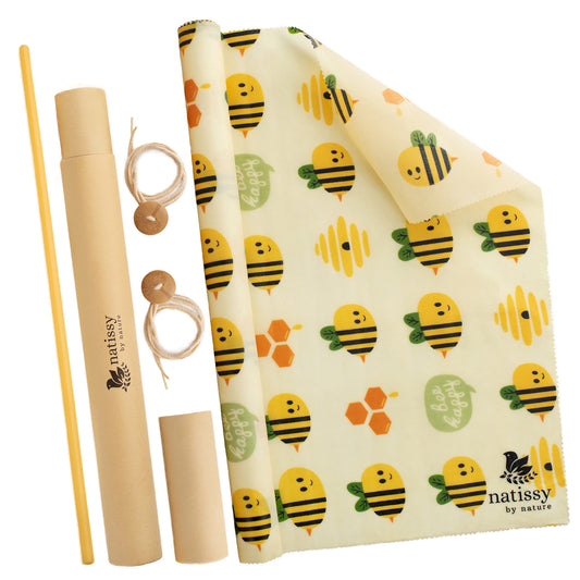 Beeswax Wraps, 1 Meter Roll of Reusable Organic Waxed Food Storage Cloth, Sustainable Plastic Free Bowl Cover & Eco-Friendly Wax Sandwich Wrapper, Zero Waste Cling Film Alternative for Cheese, Fruits