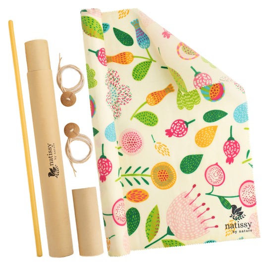 Beeswax Wraps, 1 Meter Roll of Reusable Organic Waxed Food Storage Cloth, Sustainable Plastic Free Bowl Cover & Eco-Friendly Wax Sandwich Wrapper, Zero Waste Cling Film Alternative for Cheese, Fruits
