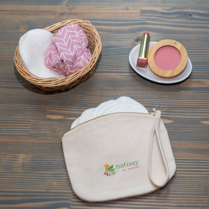 Organic Cotton Carrying Bag, perfect Storage for Reusable Sanitary Pantyliners, Menstrual Towels, Makeup Remover Pads and Washable Nursing Pads; Neatly Stored, always with you and waiting to be reused