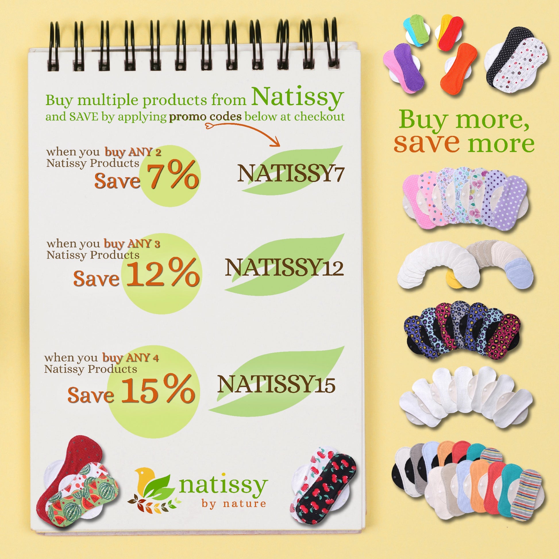 Washable Organic Cotton Nursing Breast Pads, 14-Pack of Soft Reusable Breastfeeding Pads; Eco Friendly Leak Proof Nipple Cloth for Mothers with Sensitive Skin; Laundry & Storage bags; Baby Shower Gift