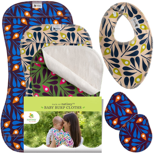 Baby Burp Cloths, 3-Pack of Double Layered Organic Cotton Milk Spit Up Towels for Newborns MADE IN EU, Extra Soft Bib and Absorbent Burping Rags, Quick Drying Receiving Blankets for Girls and Boys