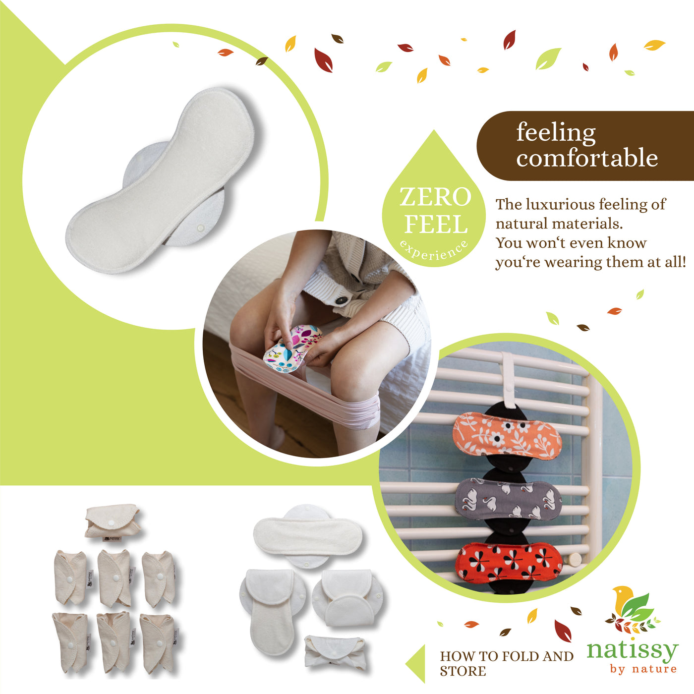 Reusable Panty liners, 7-Pack of Organic Bamboo Reusable Sanitary Pantyliners with Wings; MADE IN EU; for Vaginal Discharge and Everyday Cleanliness; Non-irritating, Anti-allergic, Antibacterial; for Daily Usage and in case of White Discharge; Washable Cloth Pads w/o Chemicals; Reusable Liners