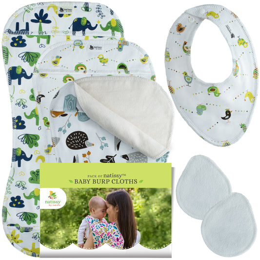 Baby Burp Cloths, 3-Pack of Double Layered Organic Cotton Milk Spit Up Towels for Newborns MADE IN EU, Extra Soft Bib and Absorbent Burping Rags, Quick Drying Receiving Blankets for Girls and Boys