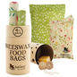 Beeswax Bags, Set of 4 Sustainable & Eco-Friendly Waxed Food Storage Bags - Flowers