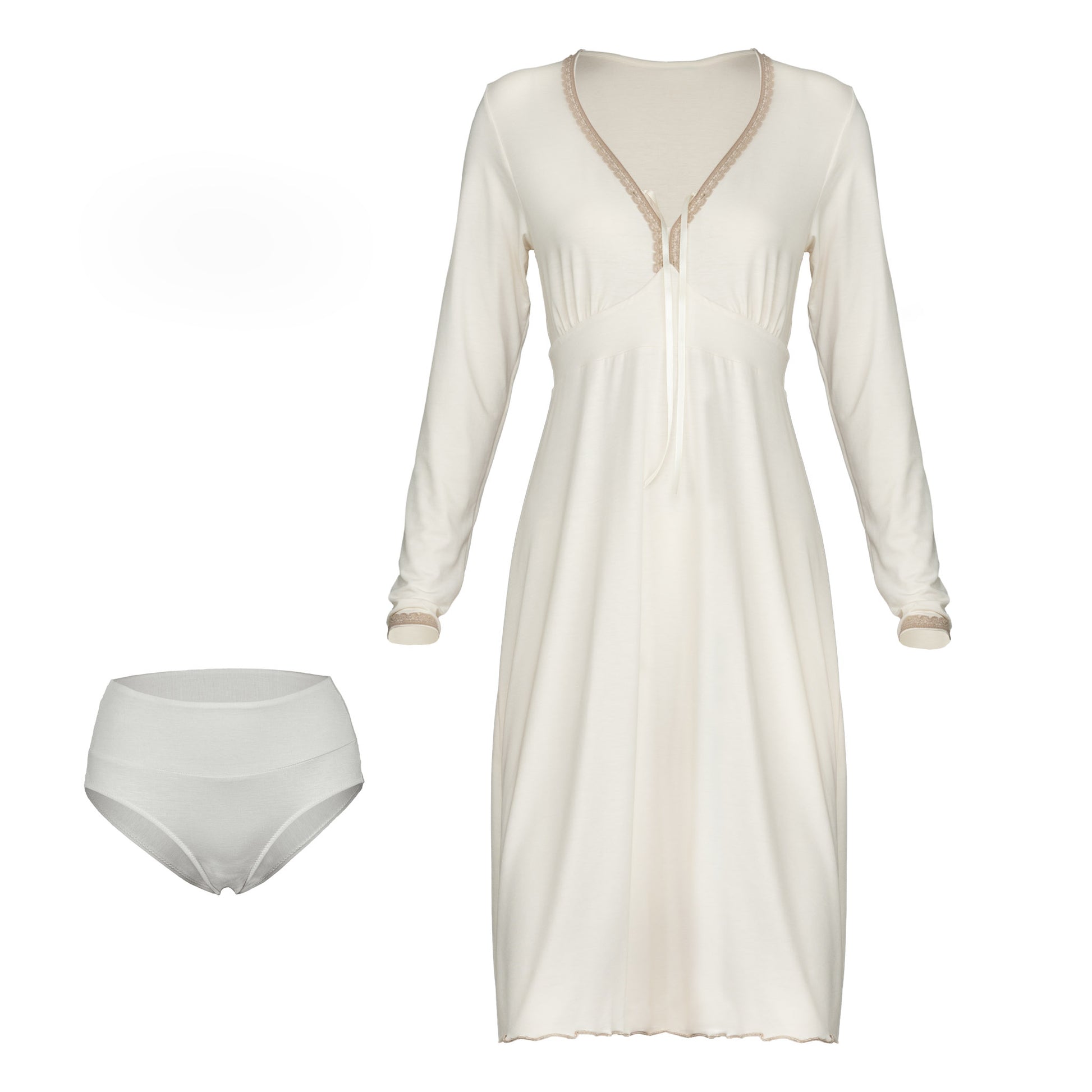 Bamboo Nightdress; Long-Sleeved Sleepwear for Women; Ladies’ Nightwear; MADE IN EU; BONUS Bamboo Brazilian Underwear & BONUS Bamboo Night Sleeping Mask filled with organic buckwheat husk and lavender