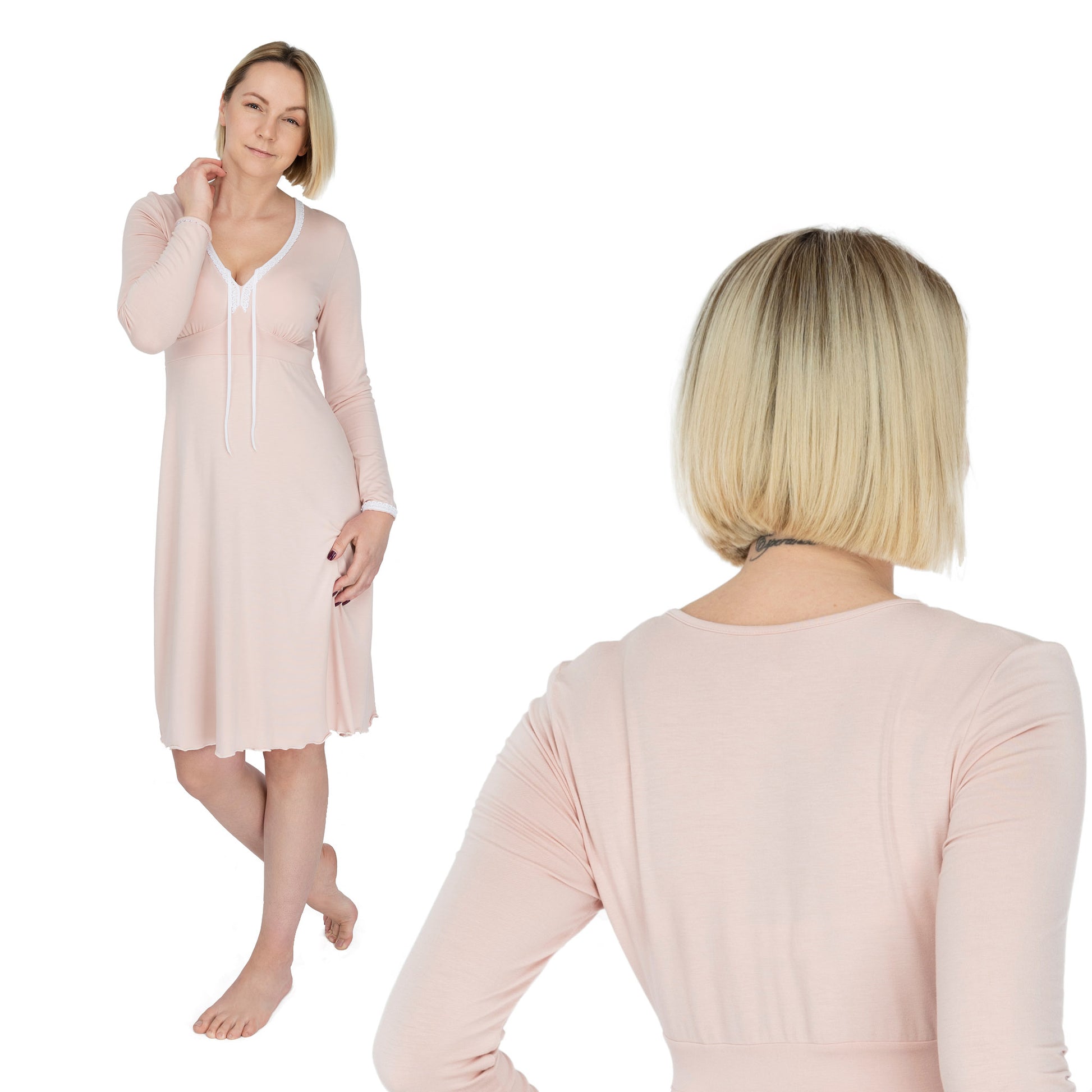 Bamboo Nightdress; Long-Sleeved Sleepwear for Women; Ladies’ Nightwear; MADE IN EU; BONUS Bamboo Brazilian Underwear & BONUS Bamboo Night Sleeping Mask filled with organic buckwheat husk and lavender