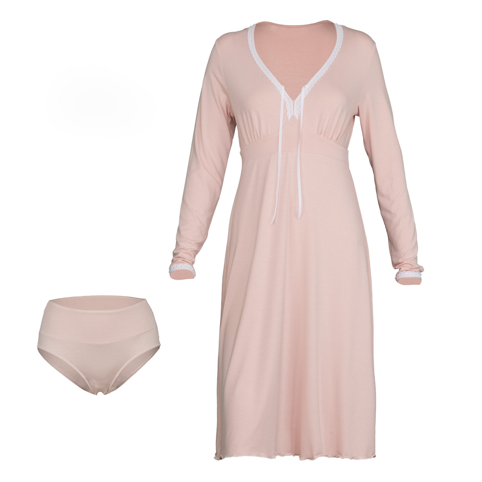 Bamboo Nightdress; Long-Sleeved Sleepwear for Women; Ladies’ Nightwear; MADE IN EU; BONUS Bamboo Brazilian Underwear & BONUS Bamboo Night Sleeping Mask filled with organic buckwheat husk and lavender