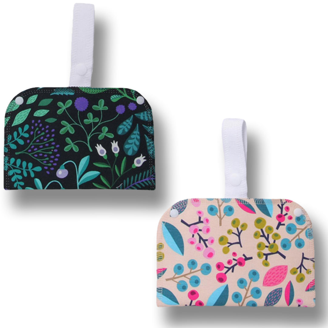 EXTRA Double Wet Bag with Strap for Reusable Menstrual Pads and Panty Liners, Organic Cotton Bamboo Reusable Sanitary Towel with Wings, MADE IN EU, for Menstrual Periods, Incontinence, Postpartum Flow; Vaginal Discharge and Everyday Cleanliness; Non-irritating, Anti-allergic, Antibacterial; for Daily Usage and in case of White Discharge; Washable Cloth Pads w/o Chemicals; Reusable Liners Washable Menstrual Cloth
