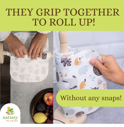 Reusable Unpaper Kitchen Towels, Roll of 10 Washable Bamboo Cloth Wipes MADE IN EU, Eco-Friendly Paper Towel Cleaning Alternative; Ultra Absorbent, Super Strong, Tear-Resistant & Multipurpose Paperless Replacement